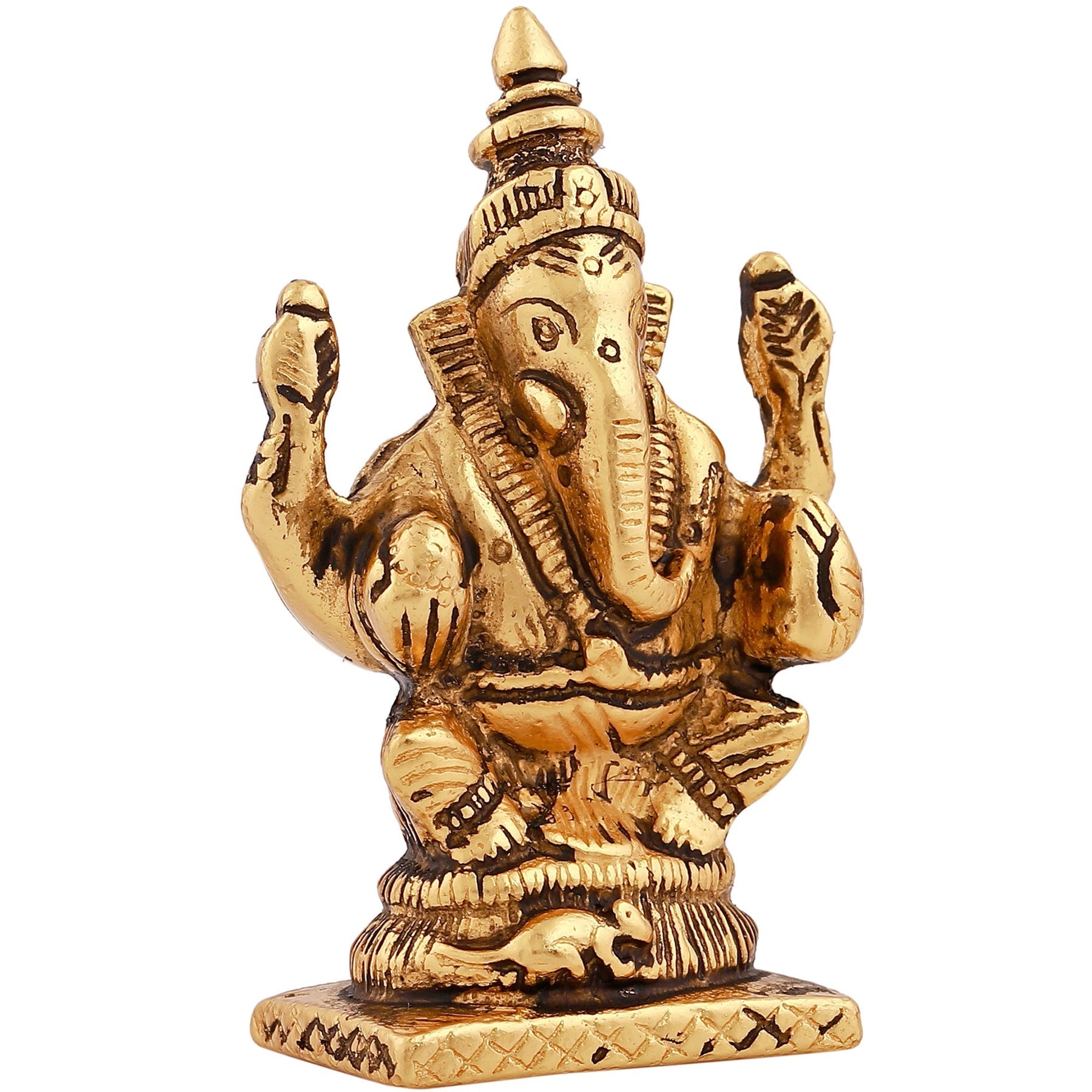 Estele Gold-Polished God of Wisdom Lord Ganesha Idol for Home/Office Decors 