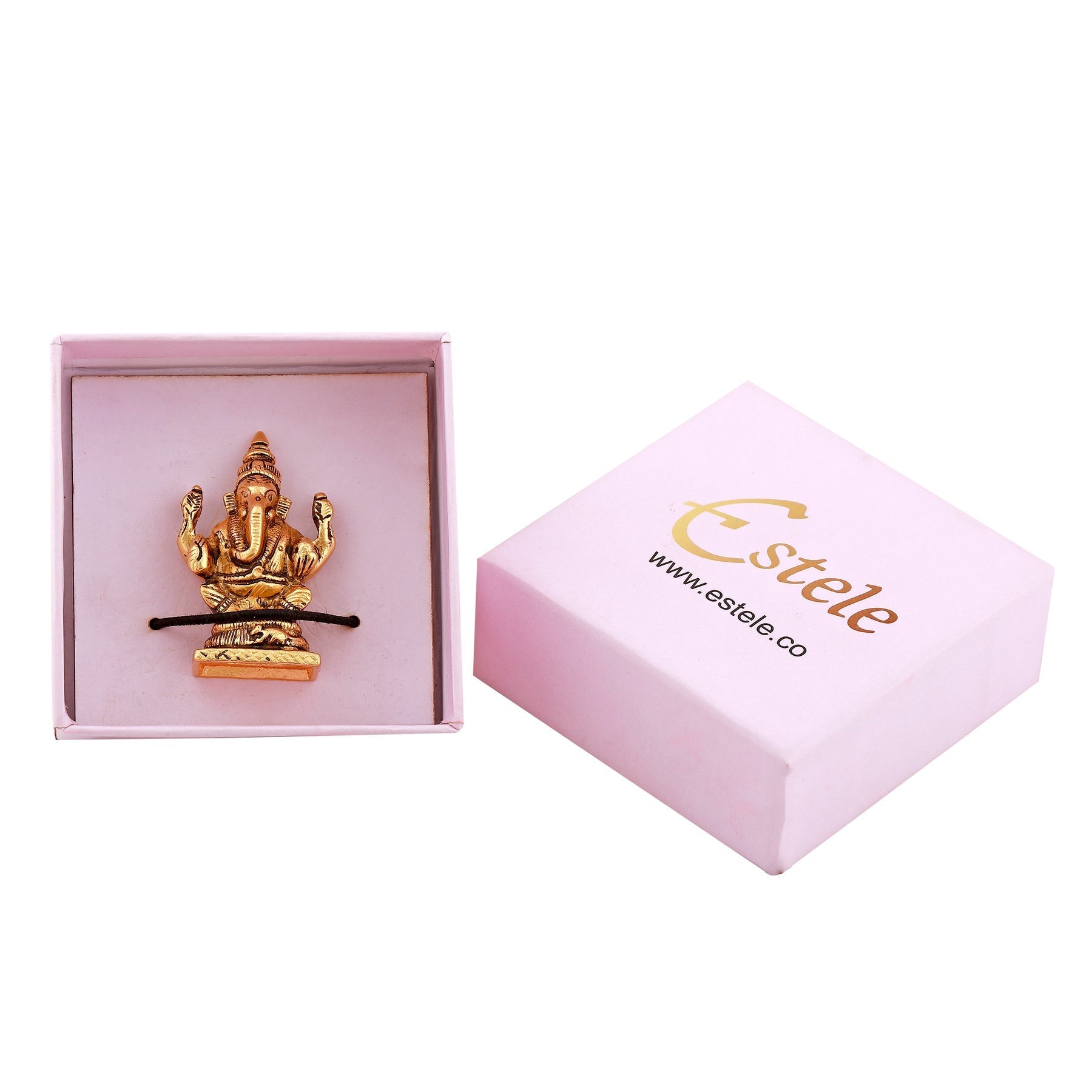Estele Gold-Polished God of Wisdom Lord Ganesha Idol for Home/Office Decors Estele Accessories