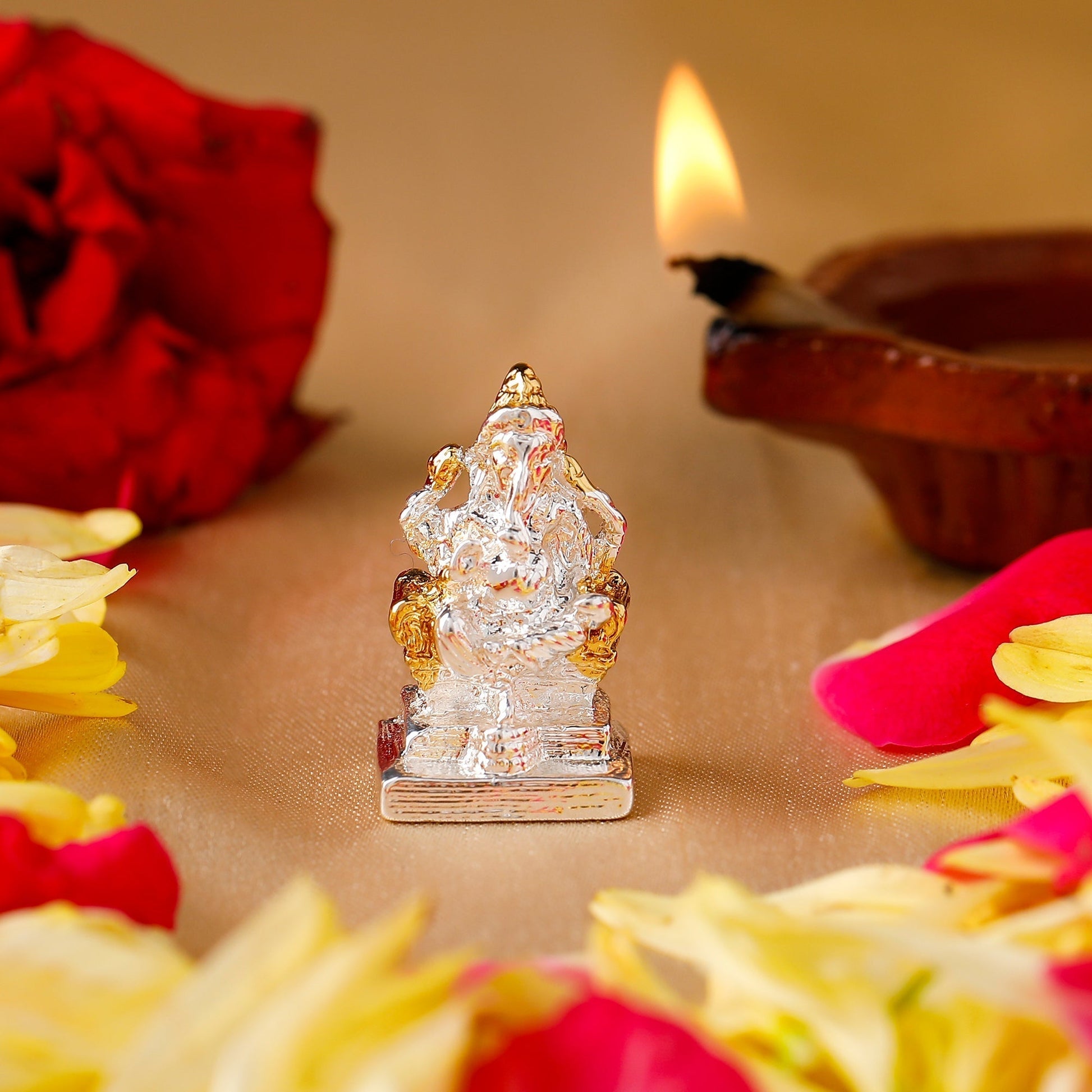 Estele Gold-Polished God of beginnings Lord Ganesha Idol for Gifts & HouseWarming/Home/Office Decors 