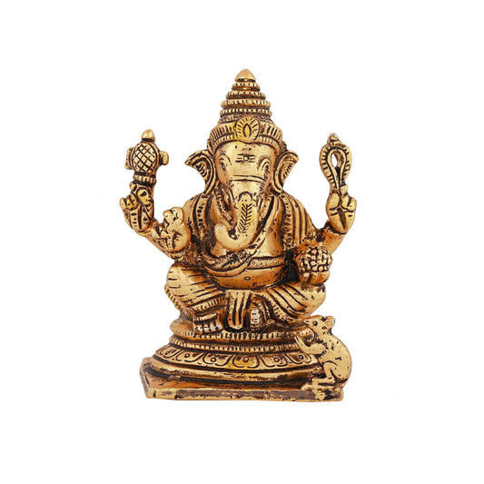 Estele Gold-Polished Spiritual Lord Ganesh Idol for Gifts & HouseWarming/Home/Office Decors Estele Accessories