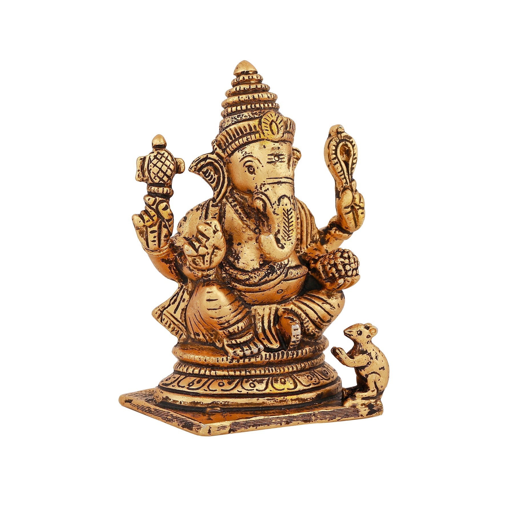Estele Gold-Polished Spiritual Lord Ganesh Idol for Gifts & HouseWarming/Home/Office Decors 