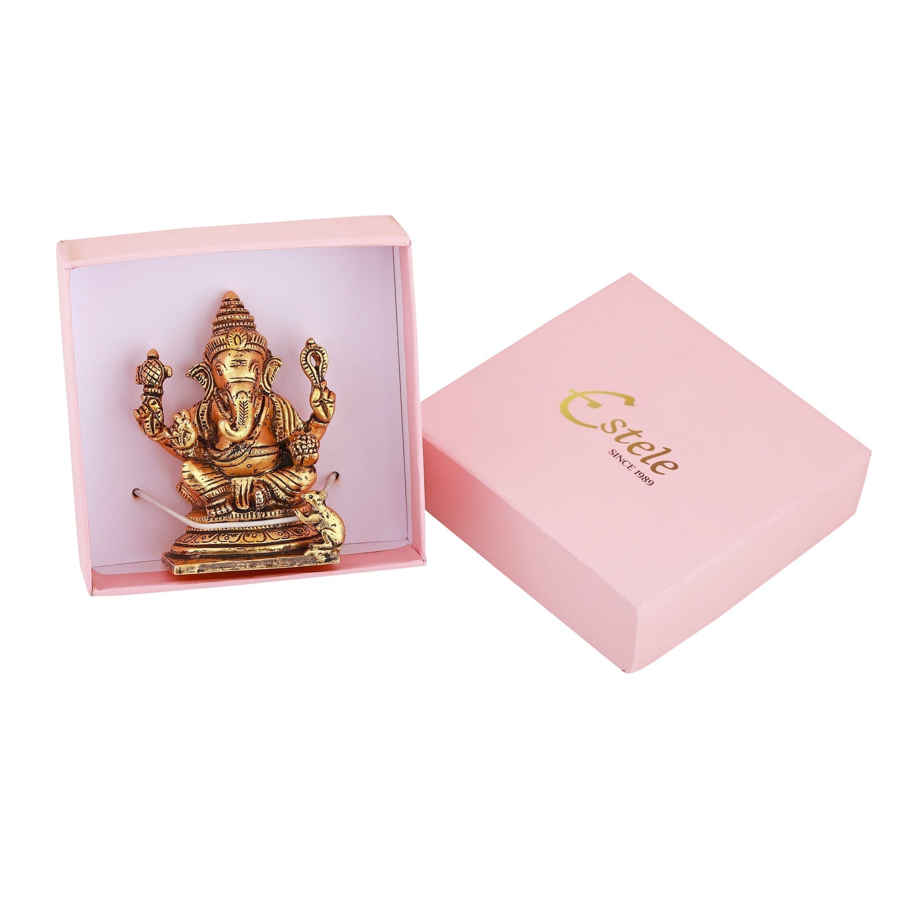 Estele Gold-Polished Spiritual Lord Ganesh Idol for Gifts & HouseWarming/Home/Office Decors 