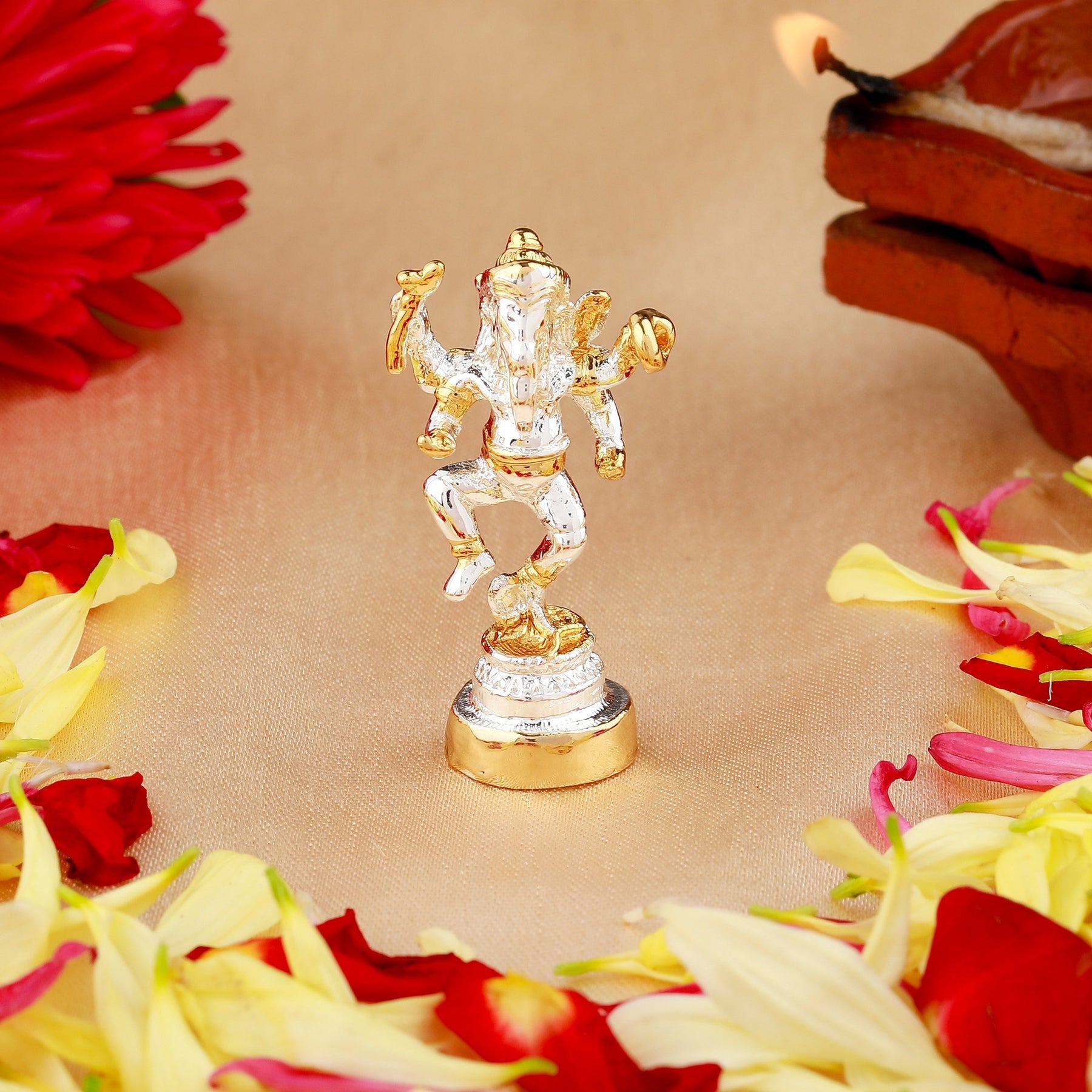 Estele Gold-Polished Spiritual Lord Ganesh Idol with standing position for Gifts & HouseWarming/Home/Office Decors Estele Accessories
