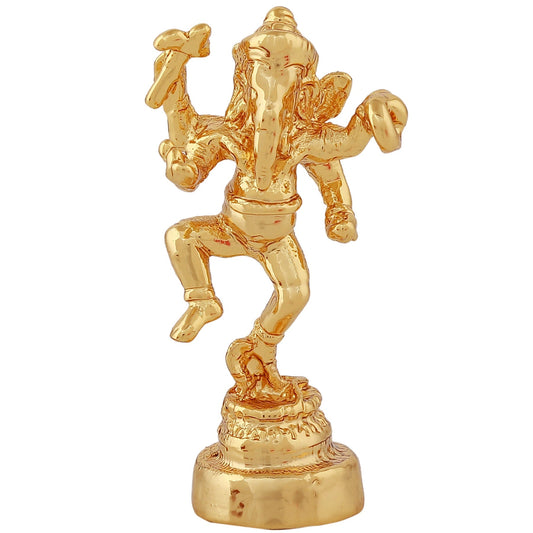 Estele Gold-Polished God of beginnings Lord Ganesha Idol with stand on one leg for Home/Office Decors Estele Accessories