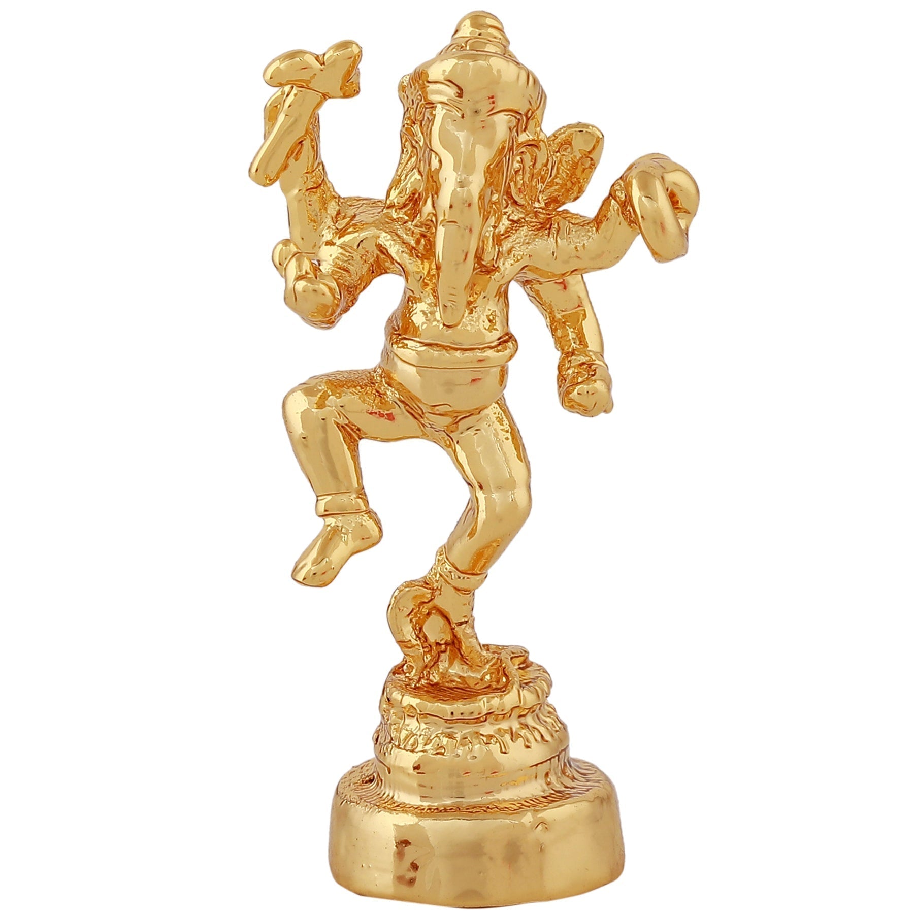 Estele Gold-Polished God of beginnings Lord Ganesha Idol with stand on one leg for Home/Office Decors 