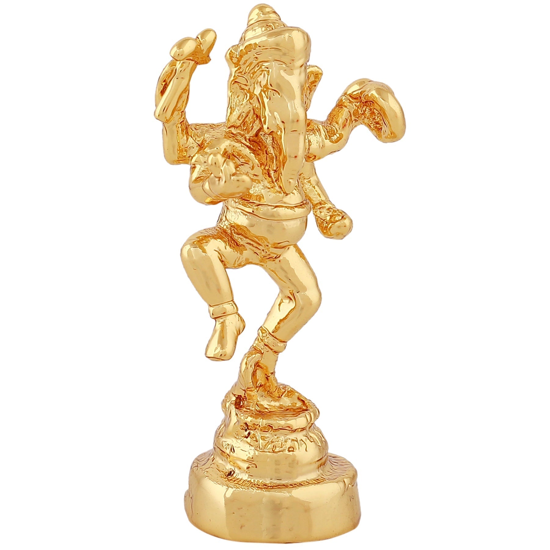 Estele Gold-Polished God of beginnings Lord Ganesha Idol with stand on one leg for Home/Office Decors 