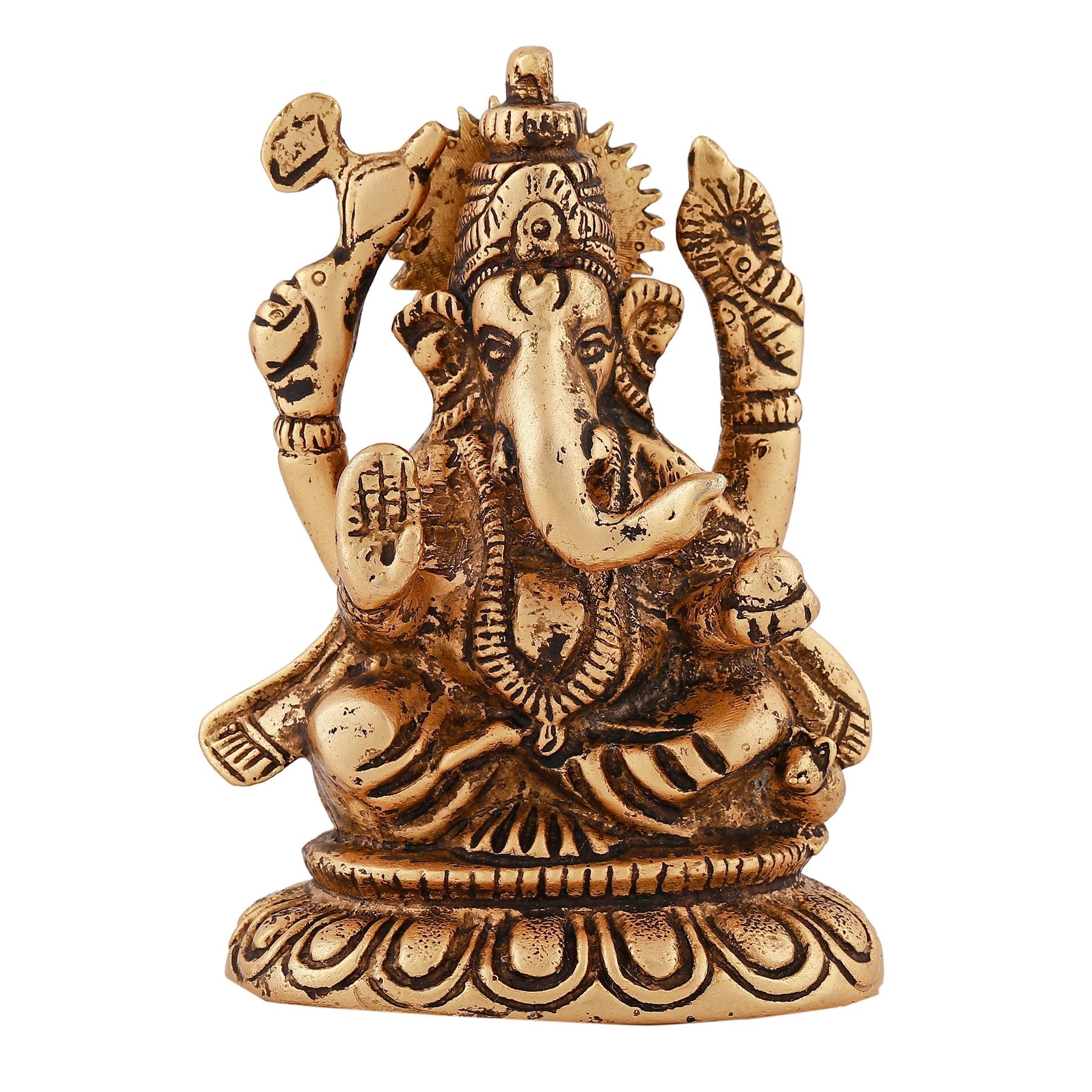 Estele Gold-Polished Spiritual Sharp Lord Ganesha Idol for Gifts & HouseWarming/Home/Office Decors 
