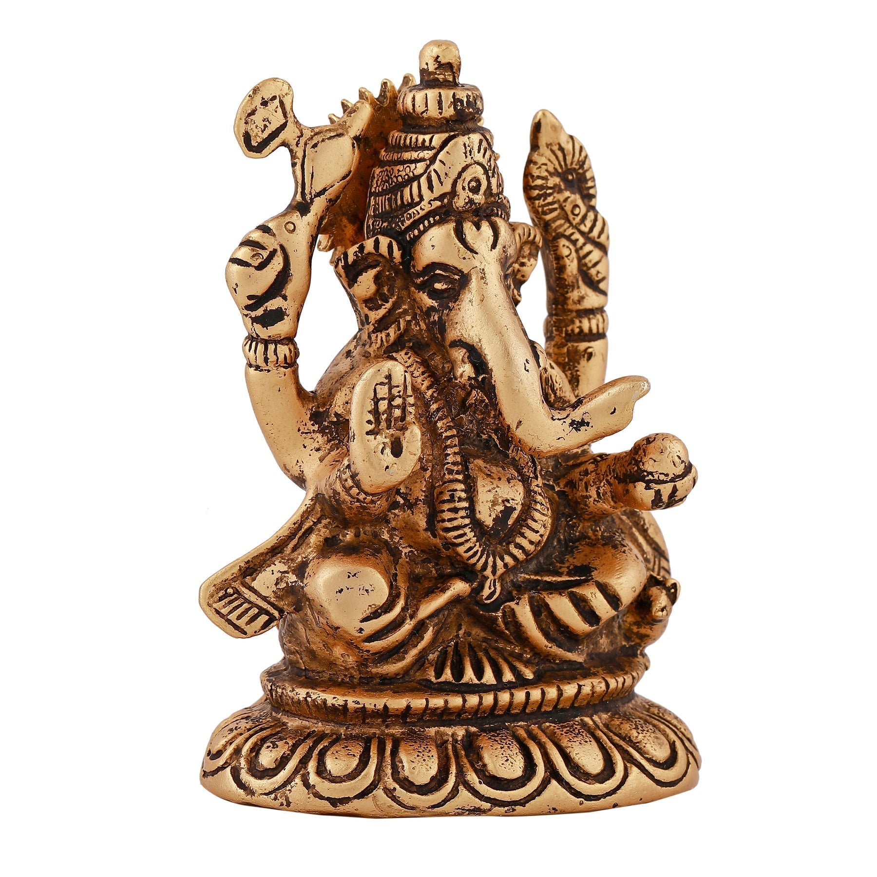Estele Gold-Polished Spiritual Sharp Lord Ganesha Idol for Gifts & HouseWarming/Home/Office Decors 