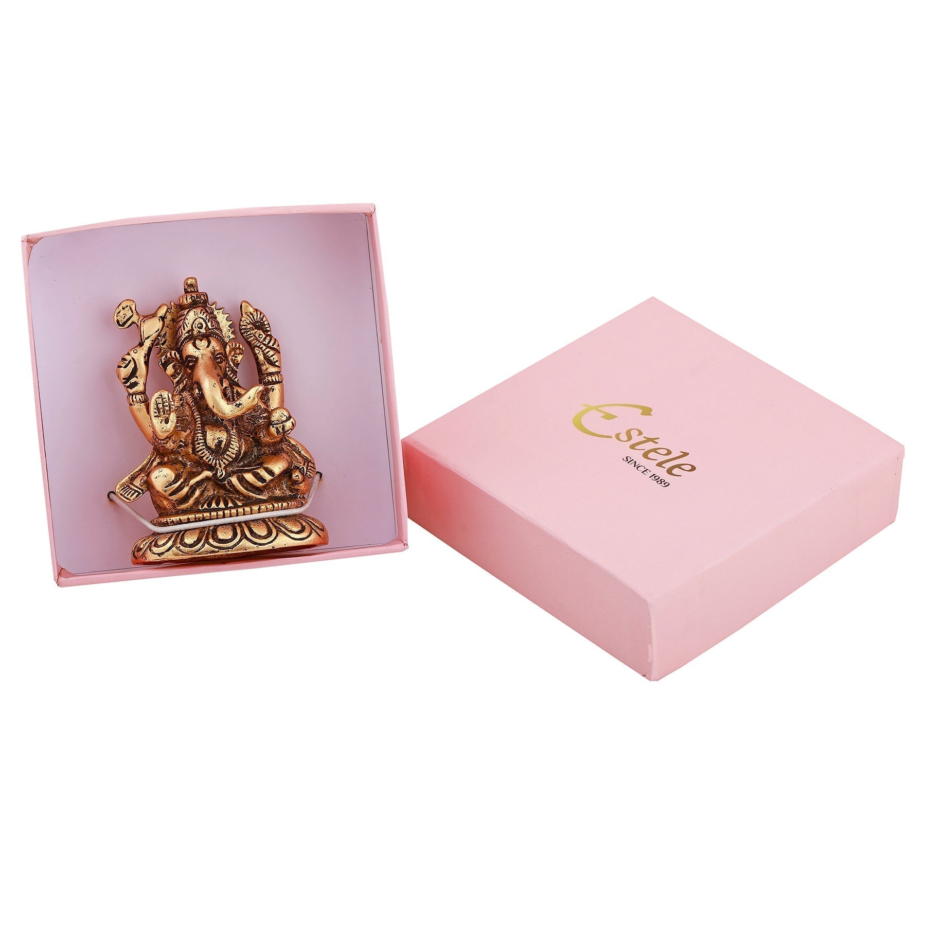 Estele Gold-Polished Spiritual Sharp Lord Ganesha Idol for Gifts & HouseWarming/Home/Office Decors 