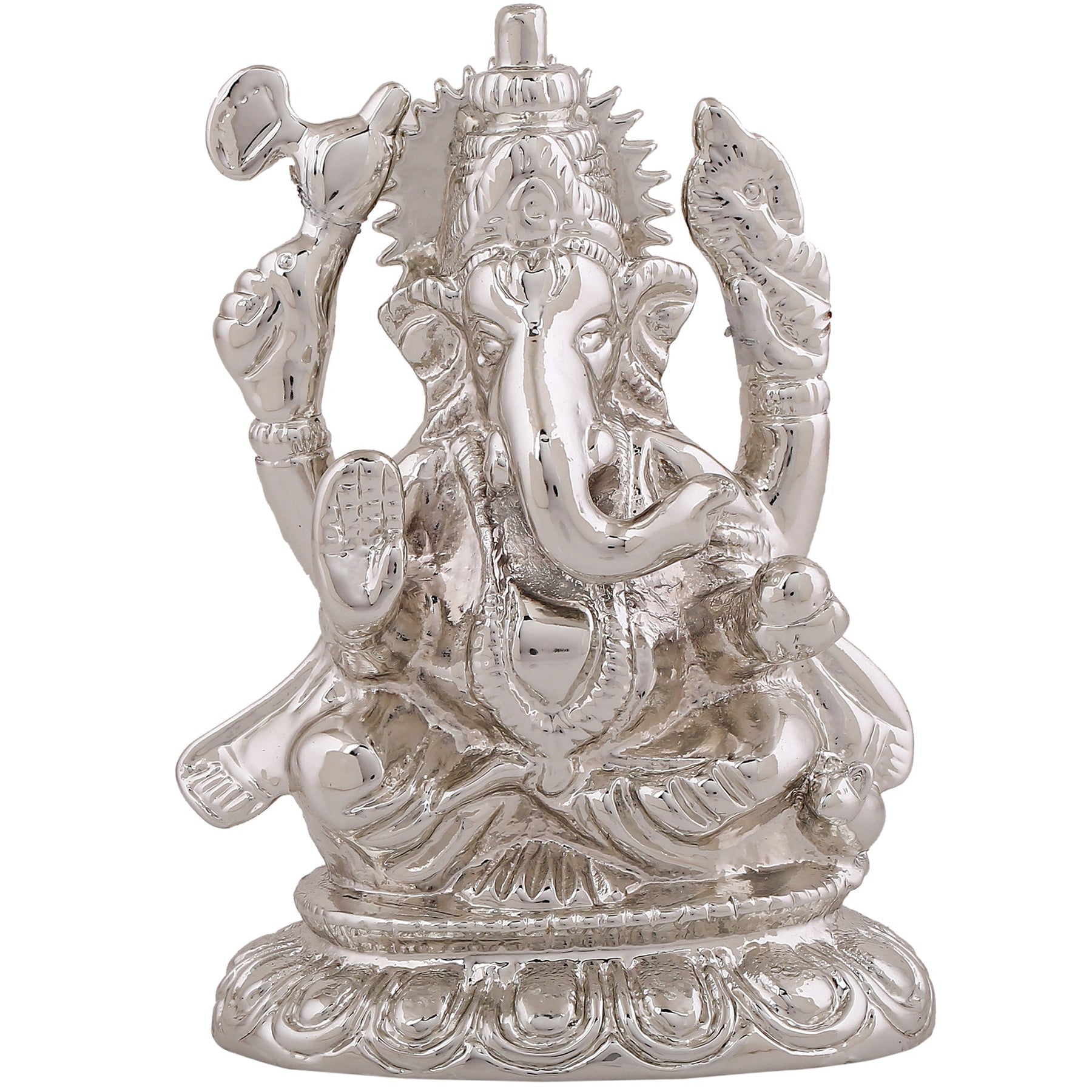 Estele Rhodium Plated Spiritual Lord Ganesha Idol for Gifts & HouseWarming/Home/Office Decors 