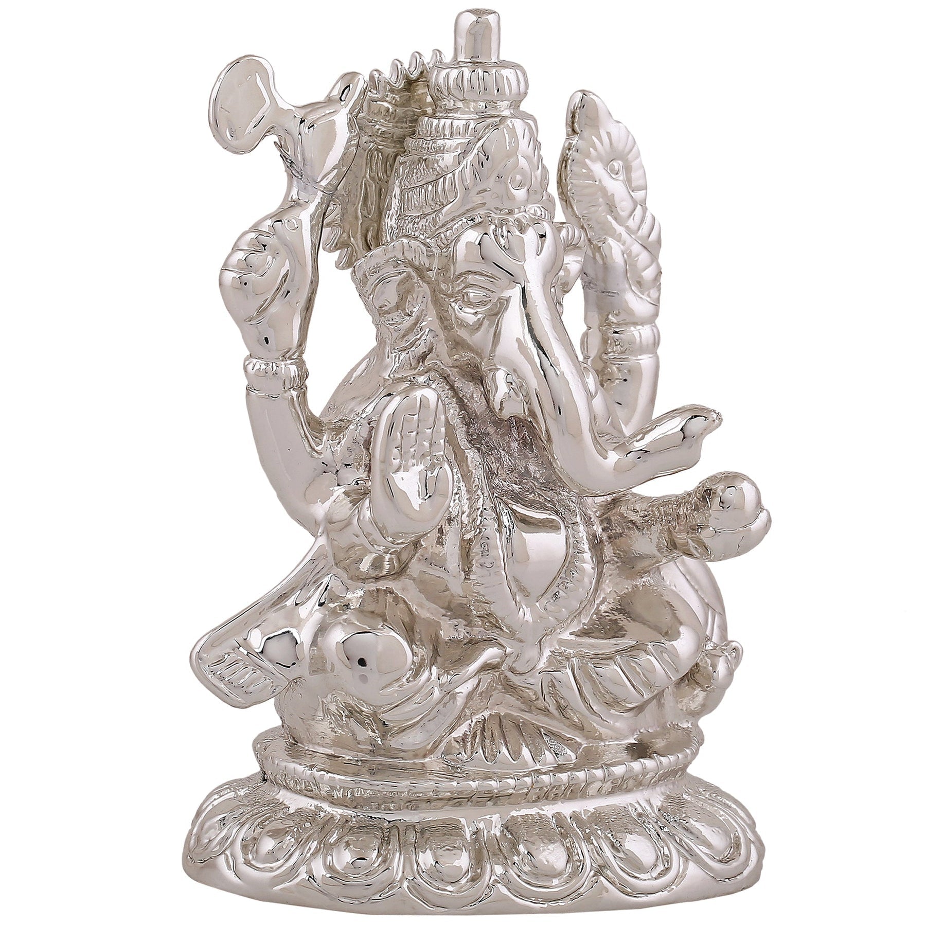 Estele Rhodium Plated Spiritual Lord Ganesha Idol for Gifts & HouseWarming/Home/Office Decors 