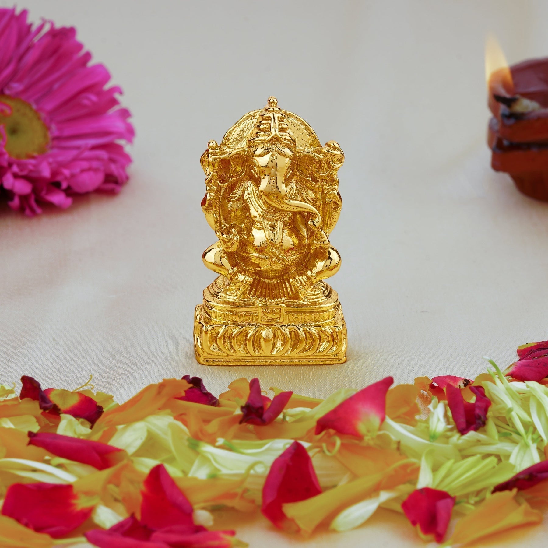 Estele Gold-Polished Spiritual Lord Ganesha Idol for Gifts & HouseWarming/Home/Office Decors 