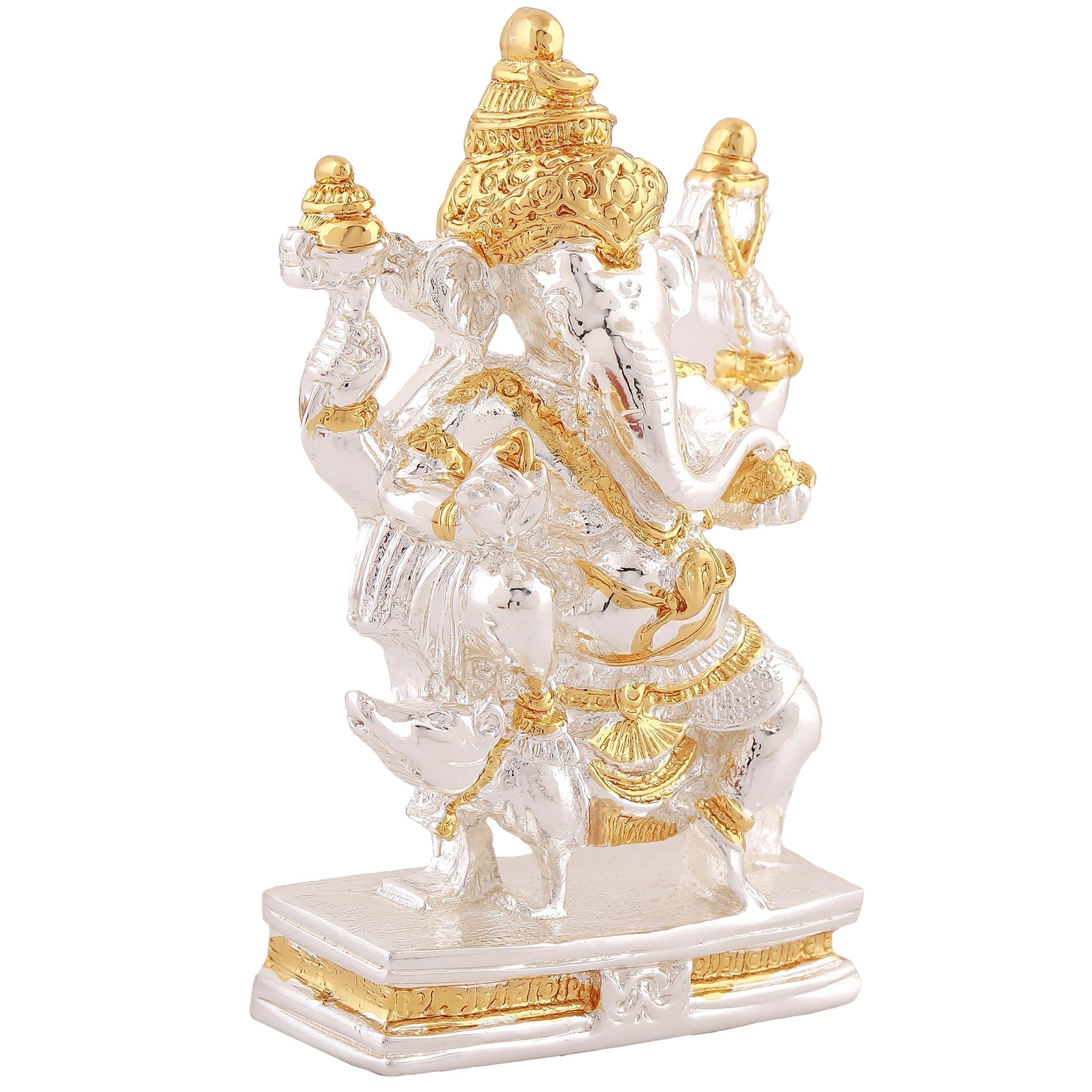 Estele Gold-Polished Spiritual Mooshak Lord Ganesha Idol for Gifts & HouseWarming/Home/Office Decors 