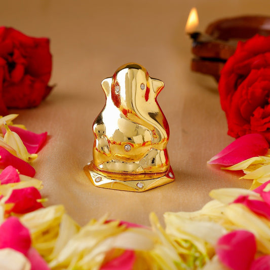 Estele Gold-Polished God of beginnings Lord Ganesha Idol for Home/Office Decors 