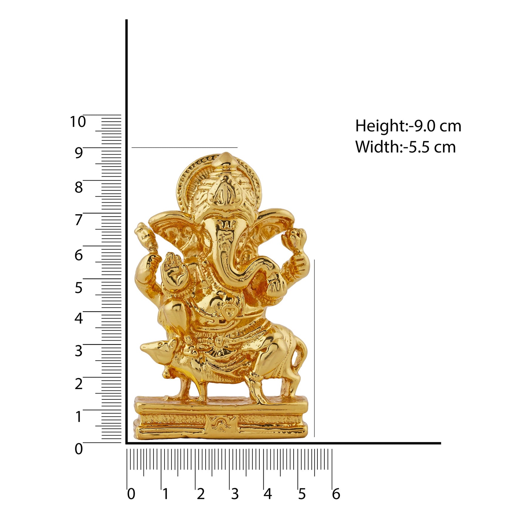 Estele Gold-Polished Spiritual Lord Mooshak Ganesha Idol for Gifts & HouseWarming/Home/Office Decors 