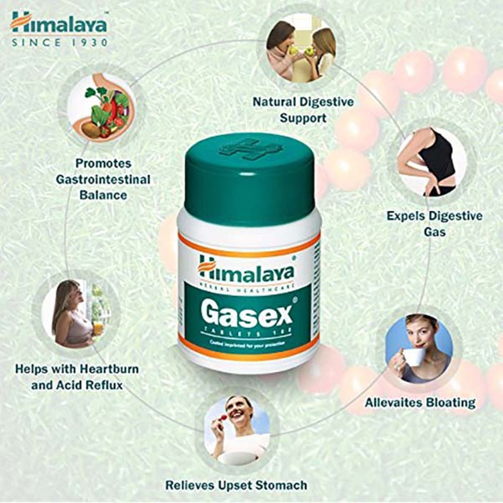 Himalaya Gasex Tablets | Ayurvedic Relief from Gas, Bloating & Flatulence 
