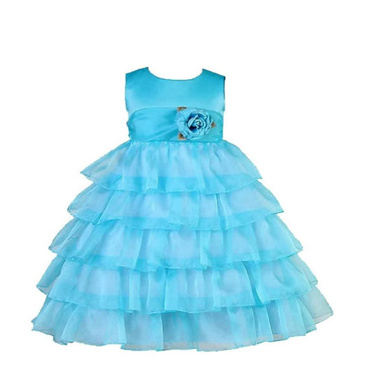 Asmaani Baby Girl's Blue Colour Satin A-Line Maxi Full Length Dress (AS-DRESS_22167) - Grab2buy