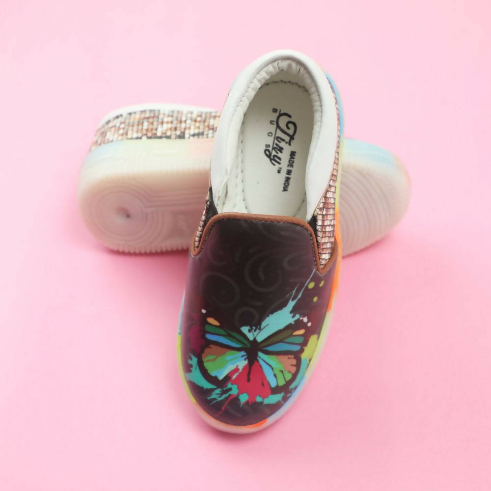 Tiny Bugs Unisex Butterfly Printed Slip Ons Sneakers - Black  Grab2Buy Tiny Bugs Grab2Buy