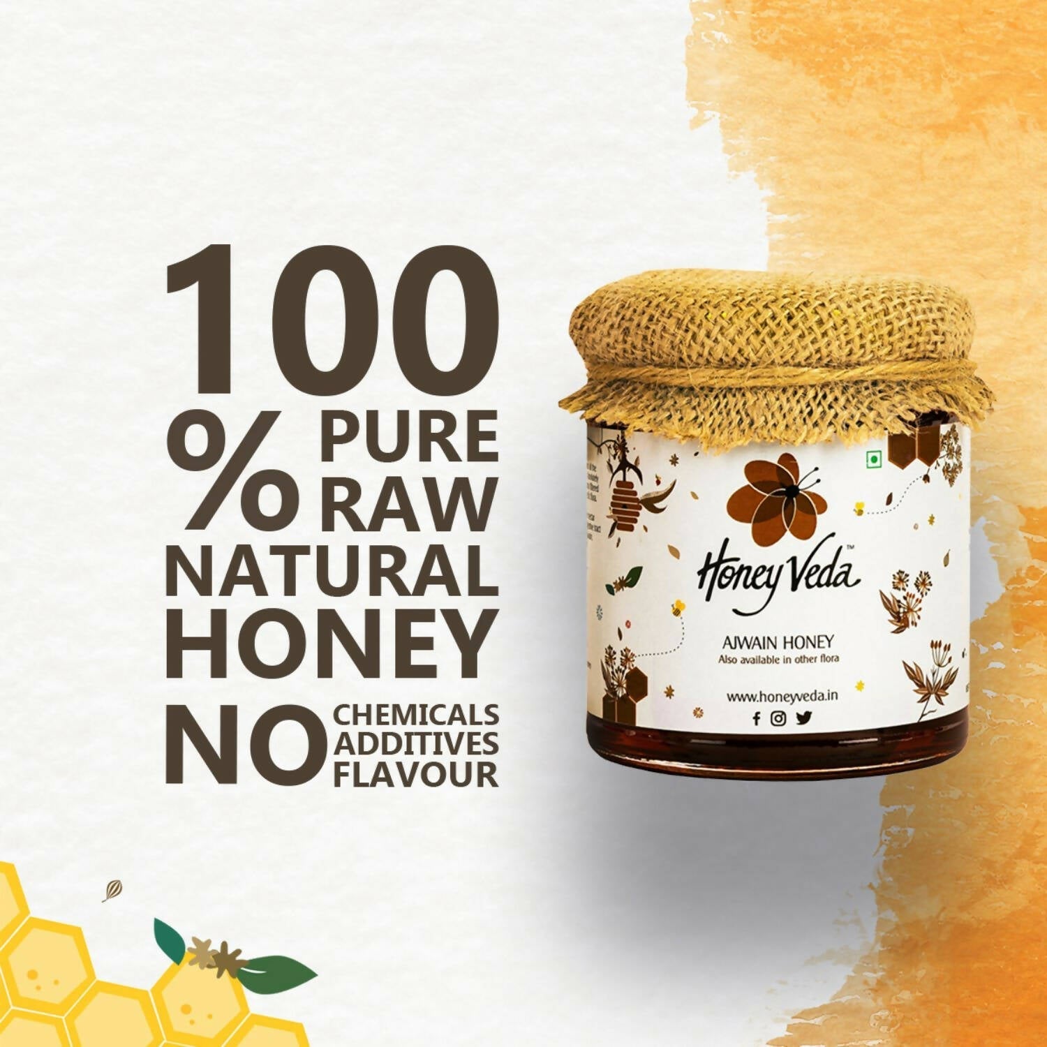 HoneyVeda Premium Raw Ajwain Honey 