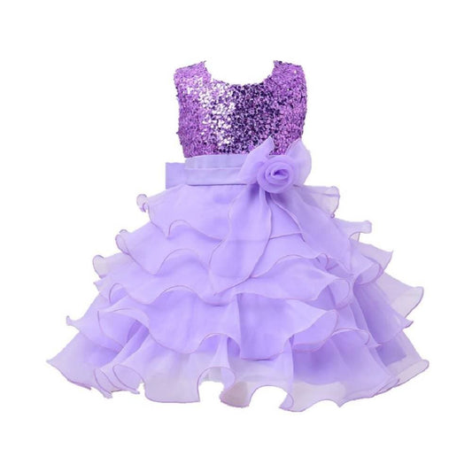 Asmaani Baby Girl's Lavender Color Satin Knee Length Frock (AS-DRESS_22067) - Grab2buy