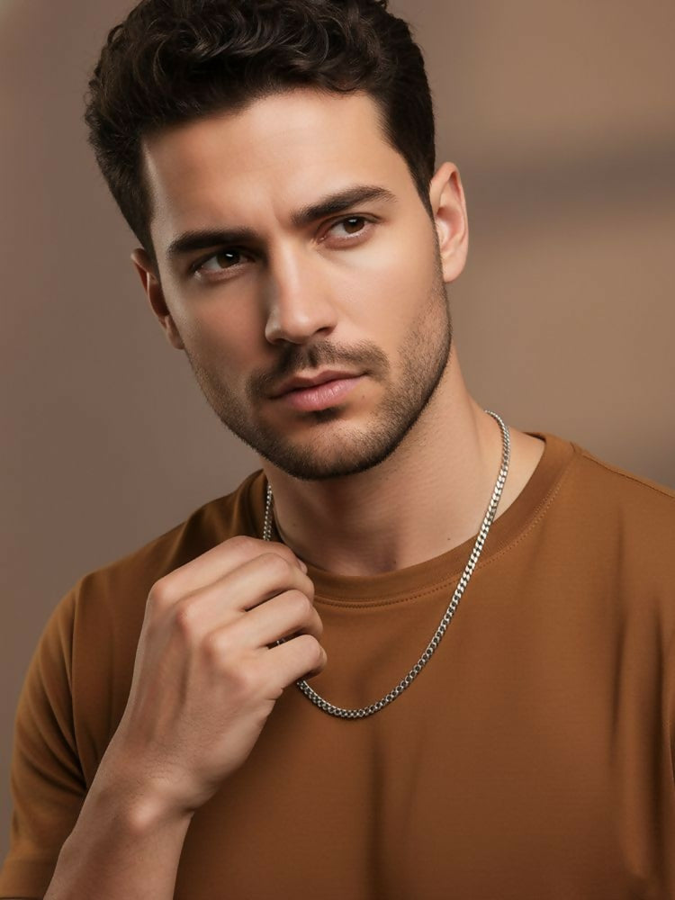 NVR Men's Silver Plated Stainless Steel Chain