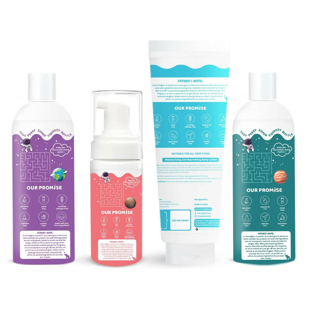 Tiny Mighty Kids Shampoo, Body Lotion, Foam Wash & Hair Oil Combo  Grab2Buy Tiny Mighty Grab2Buy