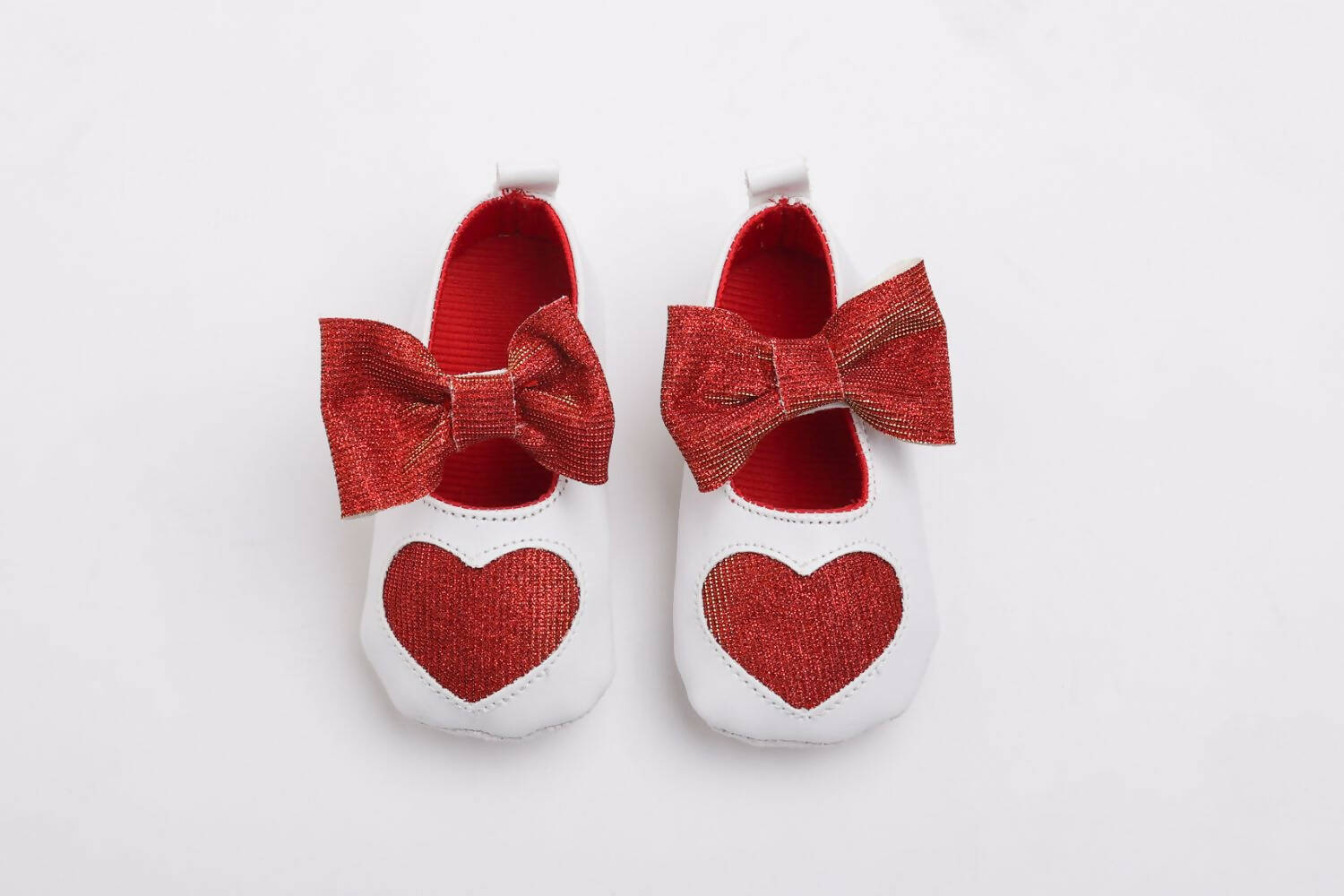 Tiny Bugs Girls Heart Bow Detailing Booties - White & Red  Grab2Buy Tiny Bugs Grab2Buy