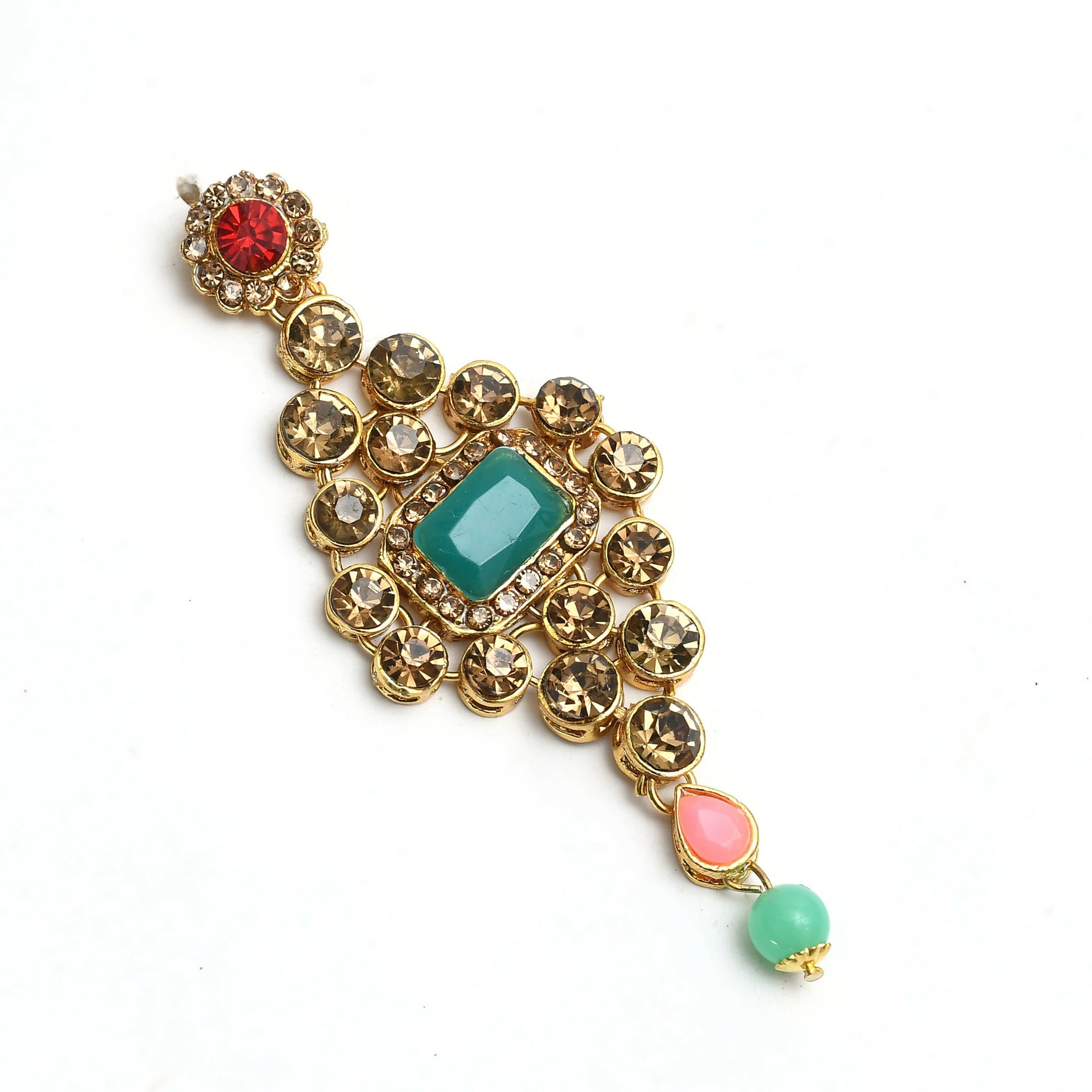 Mominos Fashion Johar Kamal Gold-Plated Rajwadi Design Heavy Multi Color Necklace Set For Women - Grab2buy