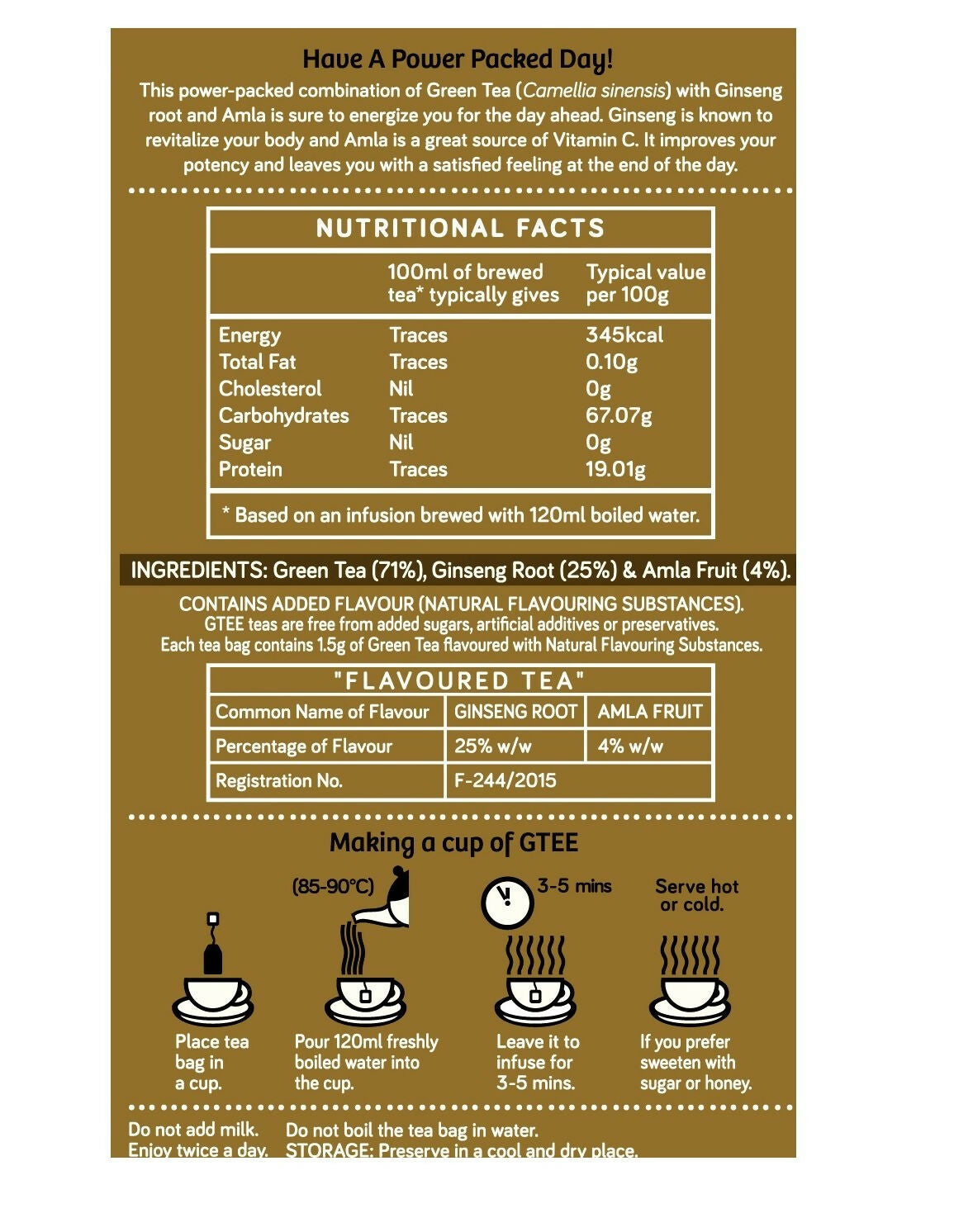 Gtee Green Tea Bags - Ginseng 