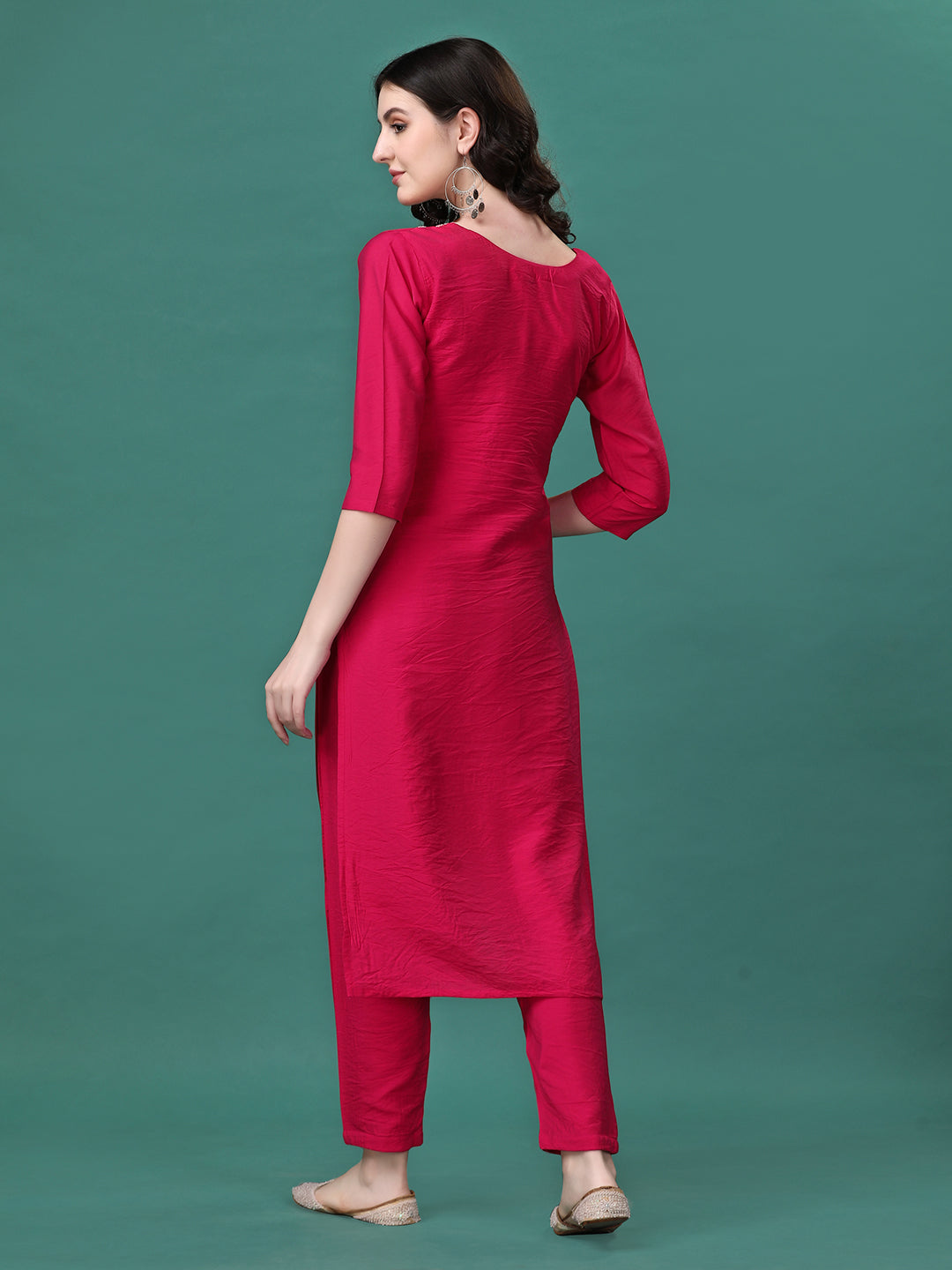 Hand Embroidered Kurta With Pant & Dupatta, Multicolor - Hiral Fashion