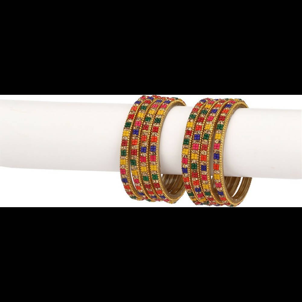 Afast Bridal Wedding & Party Fashionable Colorful Glass Bangle/Kada Set, Pack Of 8 - Multicolor | Grab2Buy