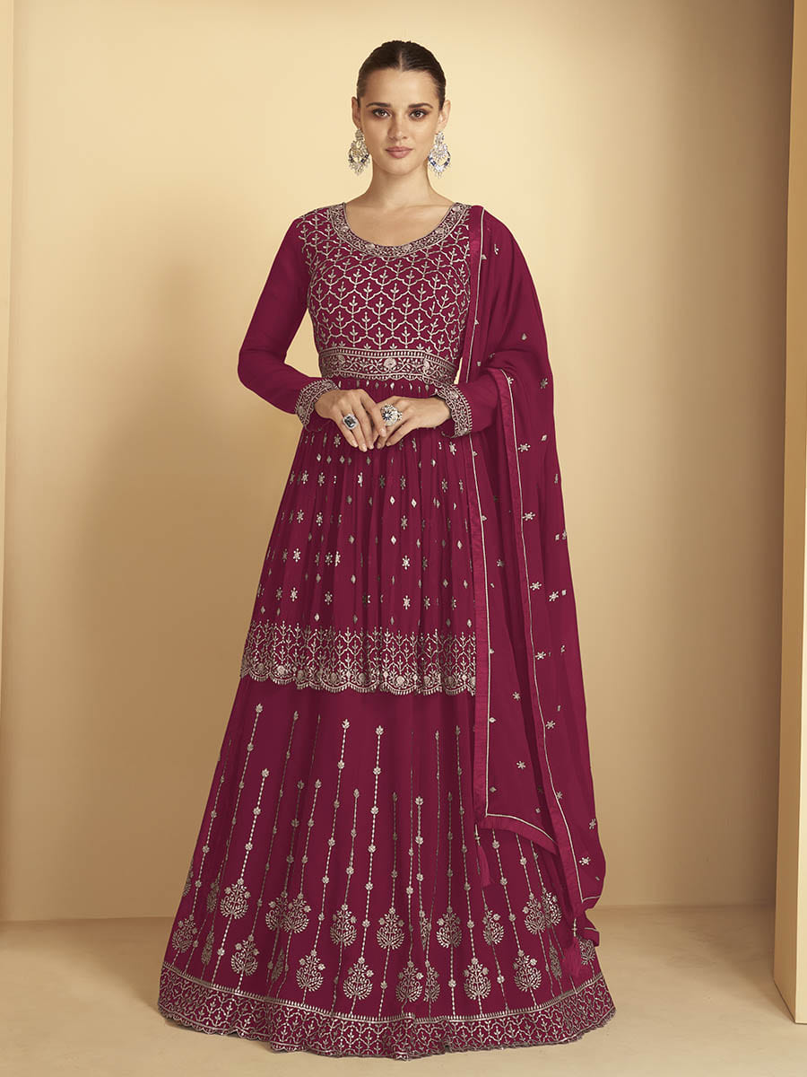Myra Rani Georgette Embroidered Sharara Suit 