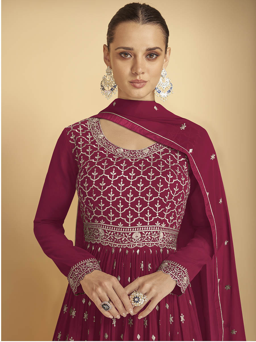 Myra Rani Georgette Embroidered Sharara Suit 