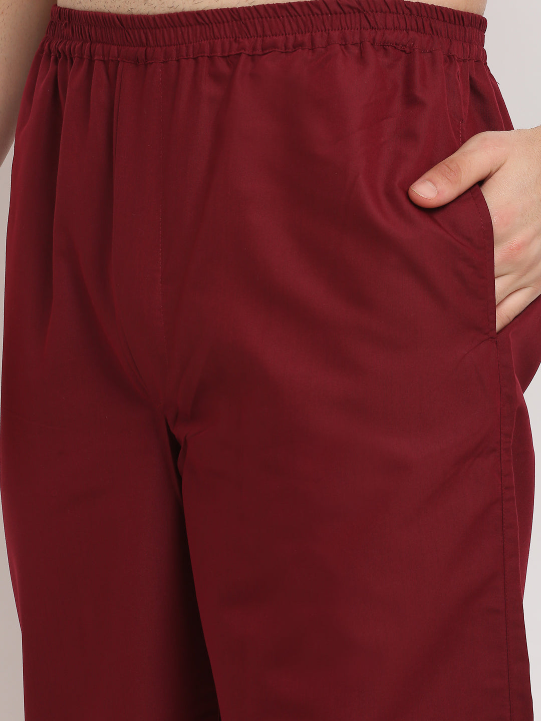 Jainish Men's Maroon Cotton Solid Night Suits ( GNS 003Maroon )