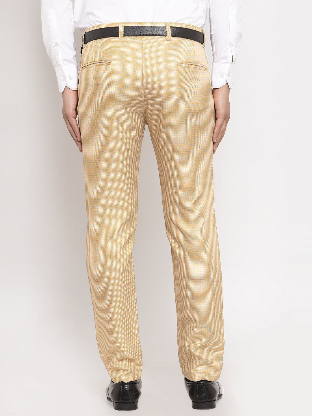 Jainish Men's Gold Cotton Polka Dots Formal Trousers ( GP 257Golden ) 