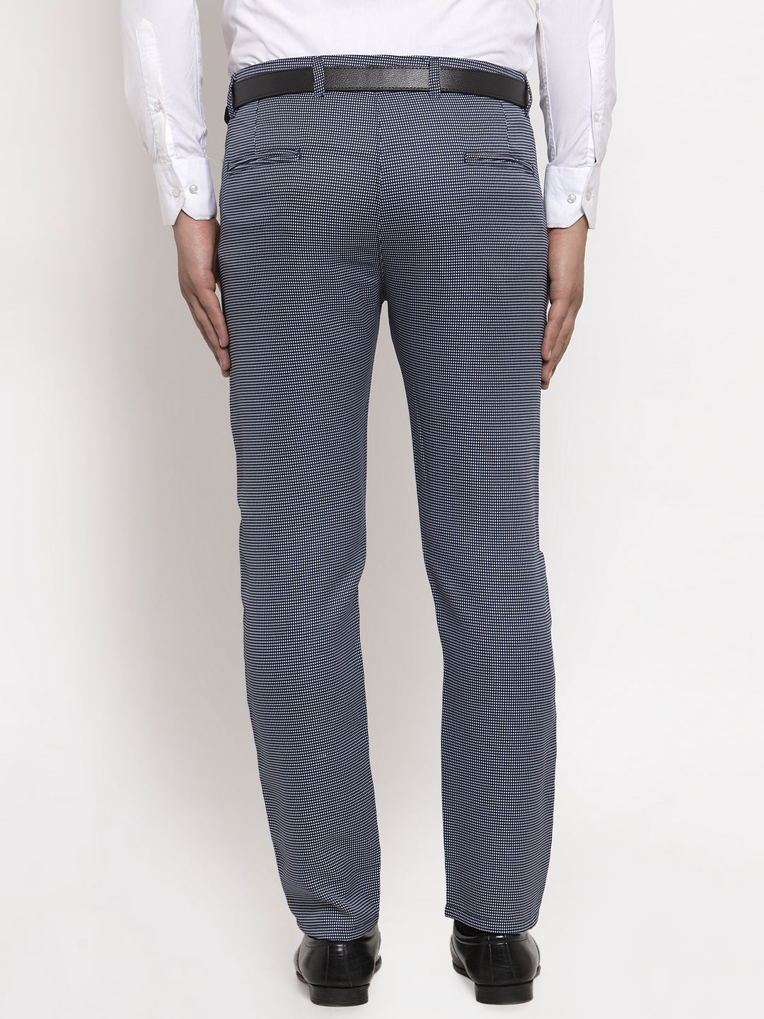 Jainish Men's Navy Cotton Polka Dots Formal Trousers ( GP 257Navy-Blue ) 
