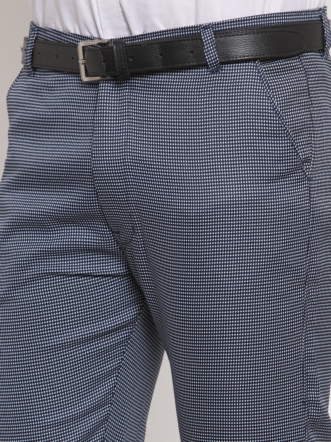 Jainish Men's Navy Cotton Polka Dots Formal Trousers ( GP 257Navy-Blue ) 