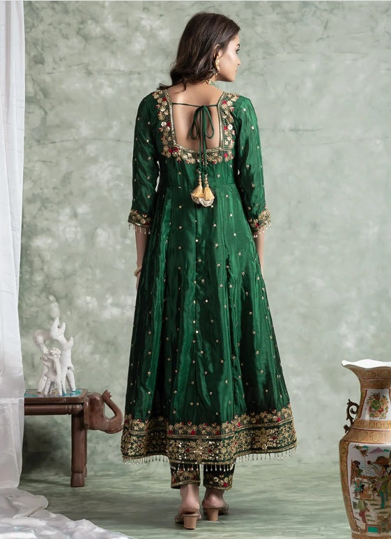 Yash Enterprise Green Silk Embroidery Party Wear Suit Set  Grab2Buy Yash Enterprise Grab2Buy