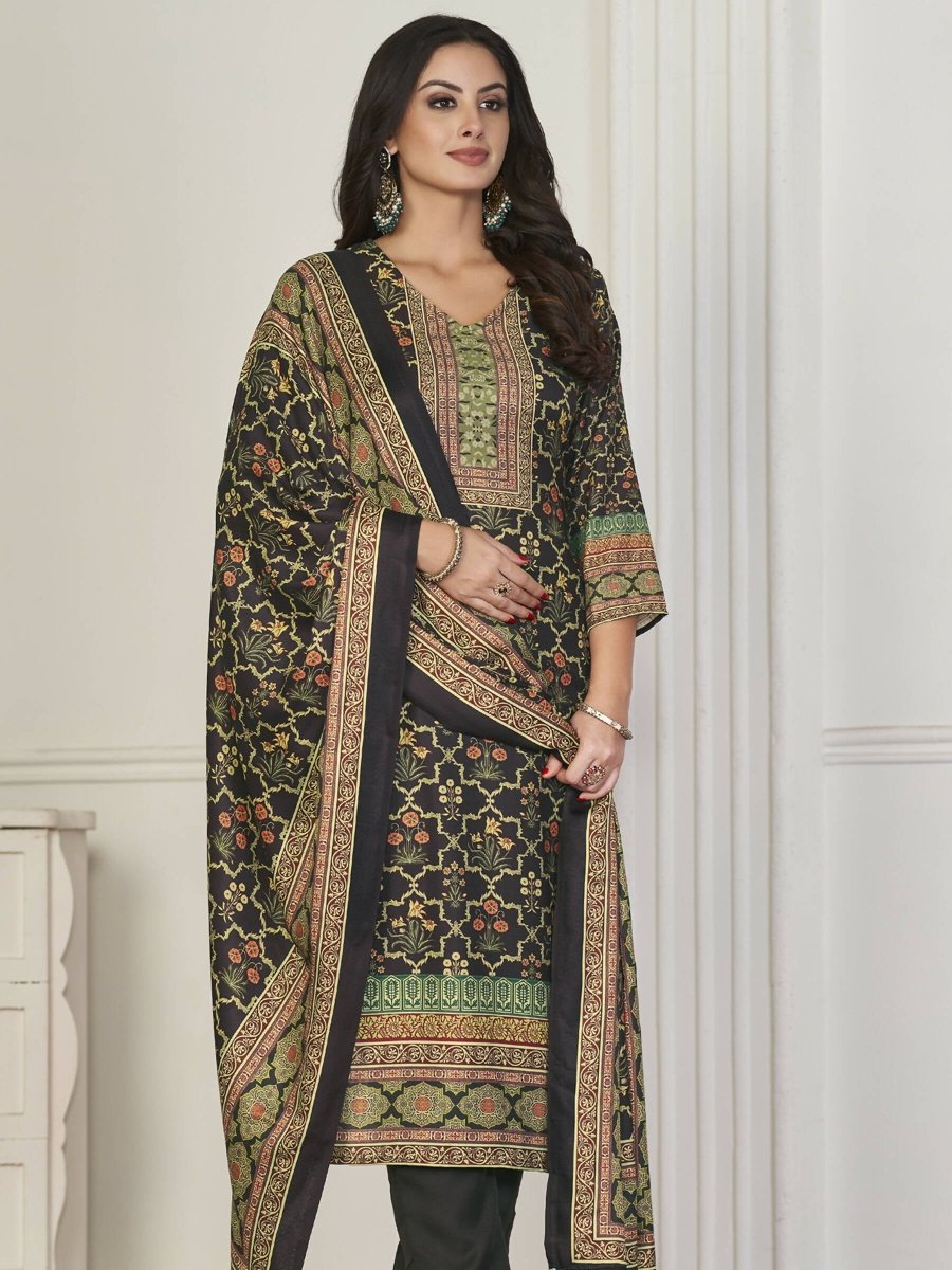 Aastha Fashion Women's Brown Pashmina Floral Digital Printed Kurta with Trouser & Dupatta - Grab2buy
