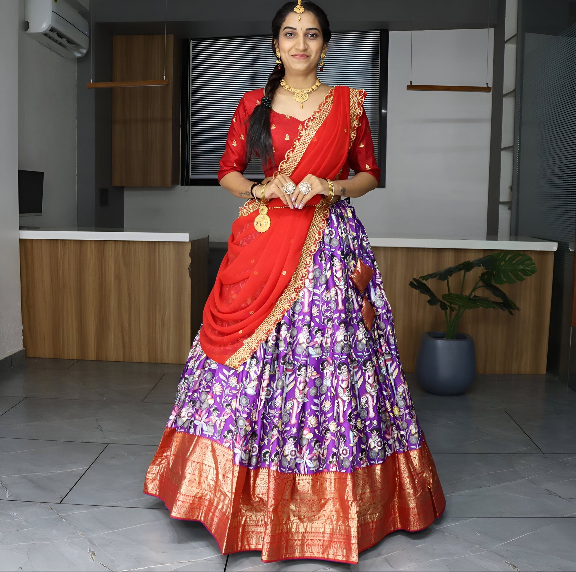 Lehenga Mart Designer Bollywood Style Wedding Lehenga Choli - Purple