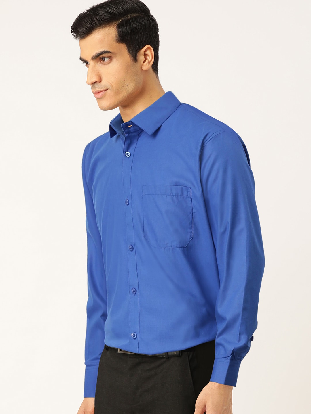 Jainish Men's Cotton Solid Royal Blue Formal Shirt's ( SF 361Royal )