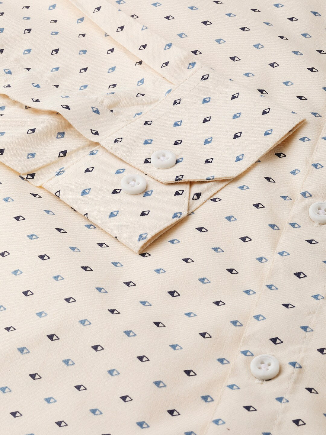 Jainish Cream Men's Cotton Printed Formal Shirts ( SF 716Cream )