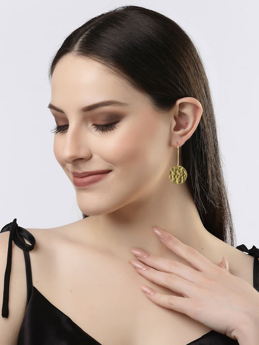 NVR Women Gold-Plated Fish Hook Circle Drop Earrings - Grab2buy