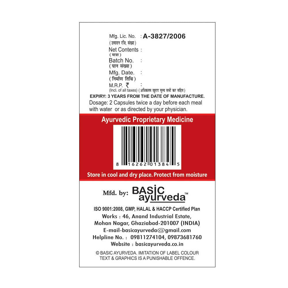 Basic Ayurveda Rakt Sudhi Capsules Usages