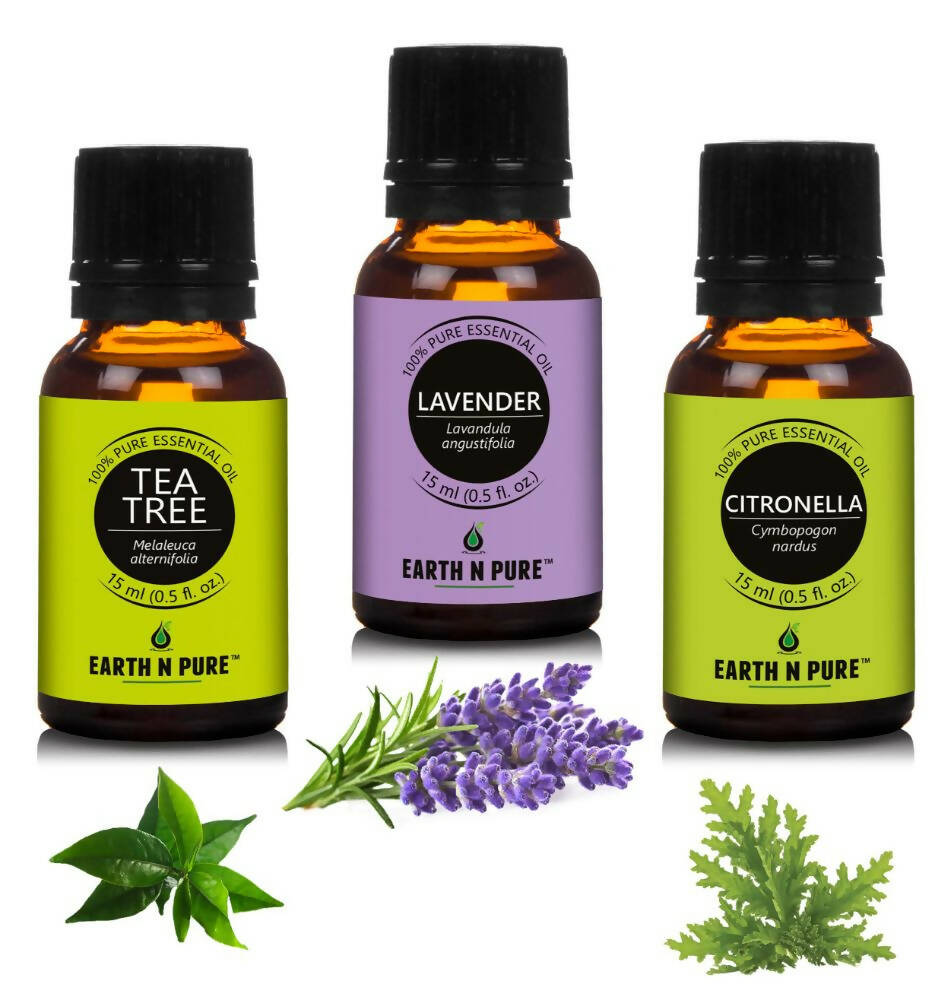 Earth N Pure Essential Oils (Tea Tree, Citronella & Lavender) Combo | Grab2Buy