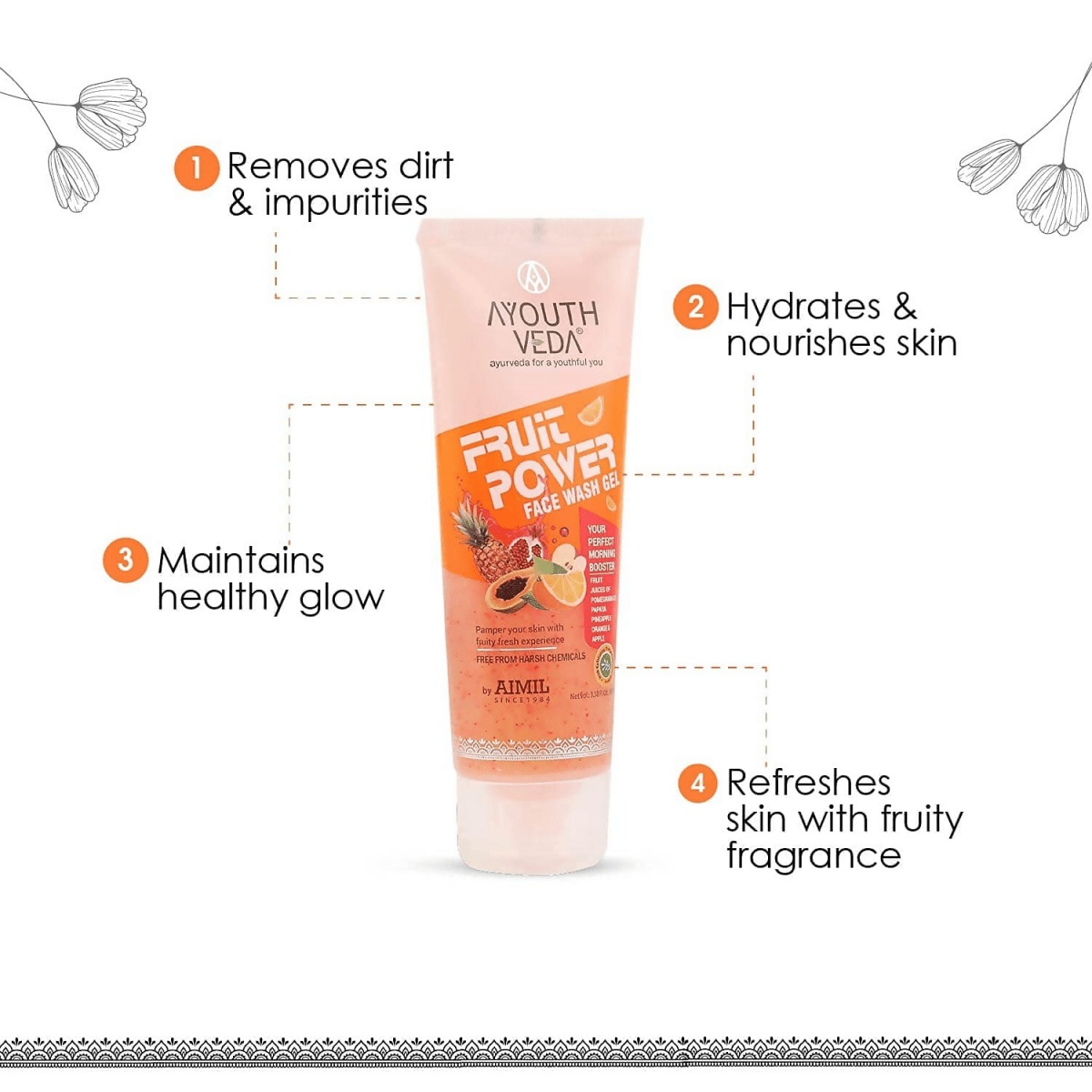 Ayouthveda Fruit Power Face Wash Gel - Grab2buy