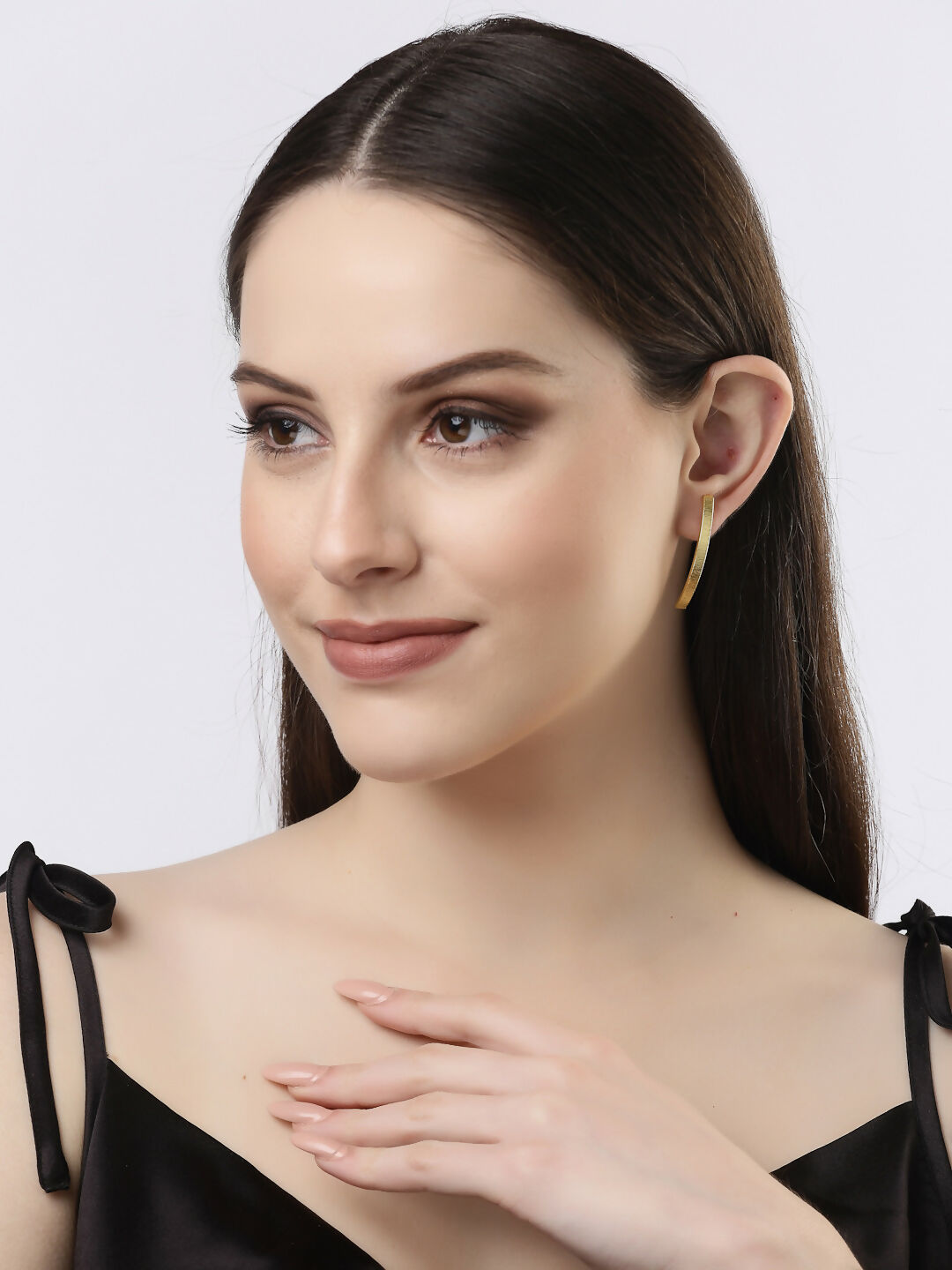 NVR Women Gold-Polished Geometric Shape Drop Earrings