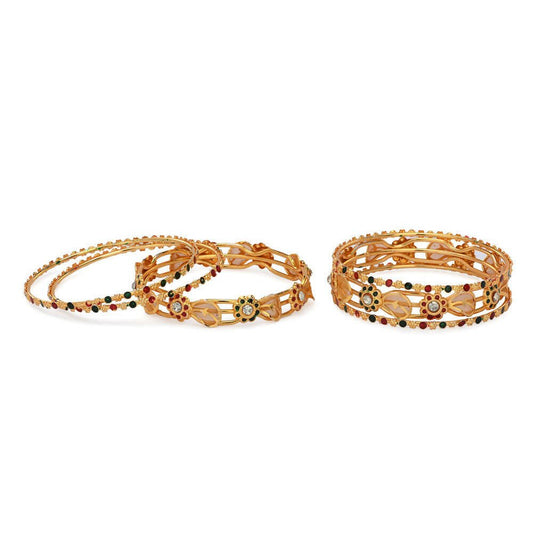 Afast Designer Fancy Party Bangle/ Kada Set, Gold, Metal, Pack Of 6 - Grab2buy