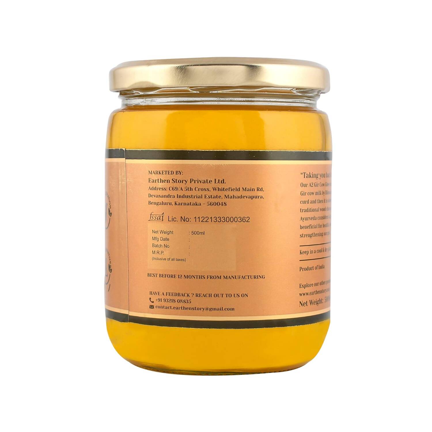 Earthen Story A2 Desi Gir Cow Ghee | Pure A2 Cow Ghee | Natural & Premium Gir Cow Ghee 