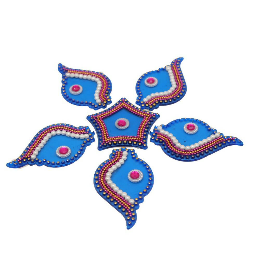 Kundan HandiKrafts Shank Rangoli Blue (Baby) - Grab2buy